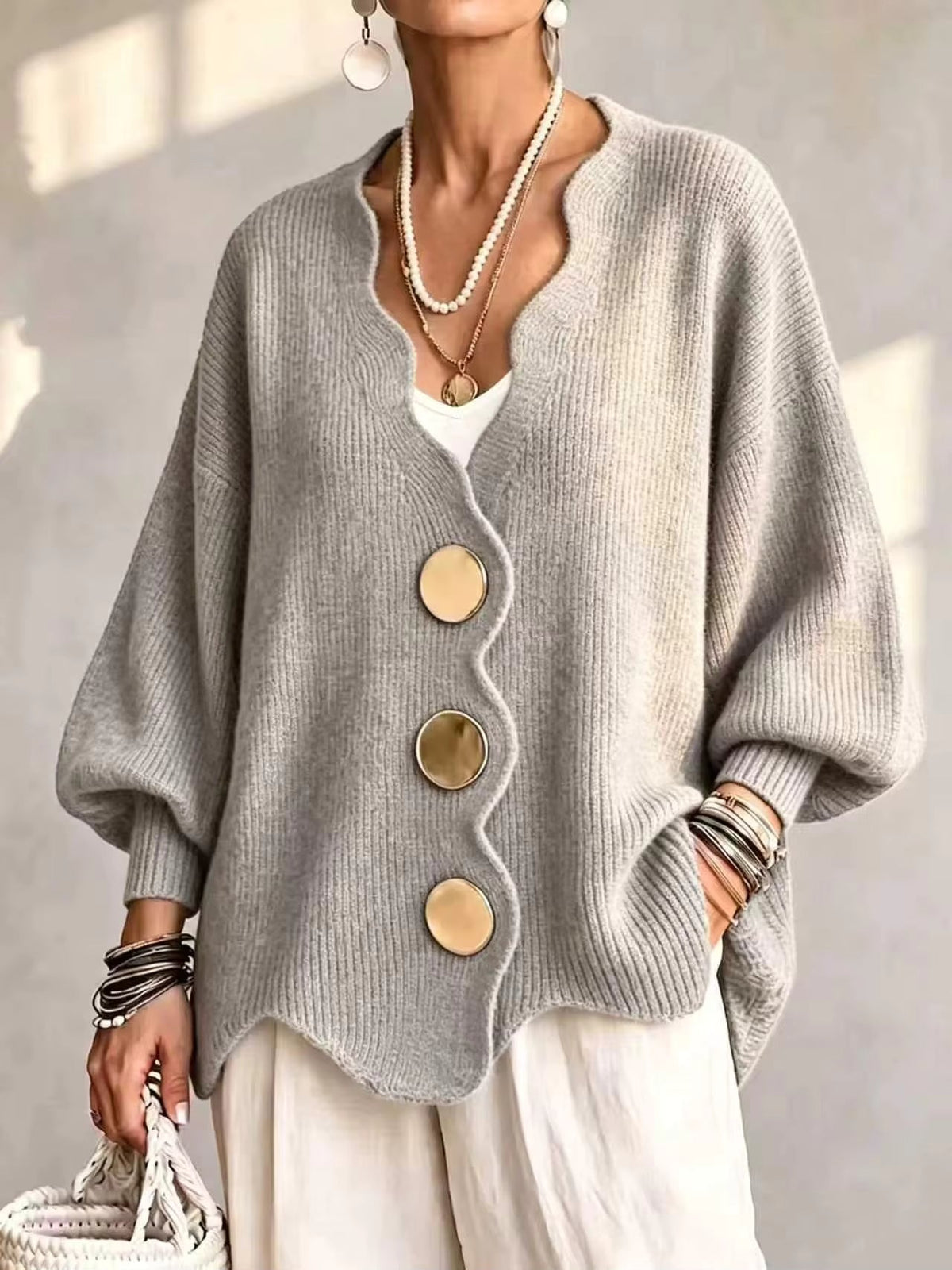 Madison | Locker gestrickte Strickjacke mit Knöpfen