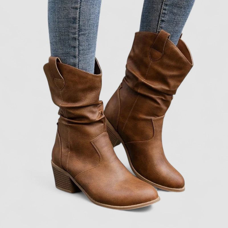 Eleanora | Stiefel mit gerafftem Schaft und Absatz