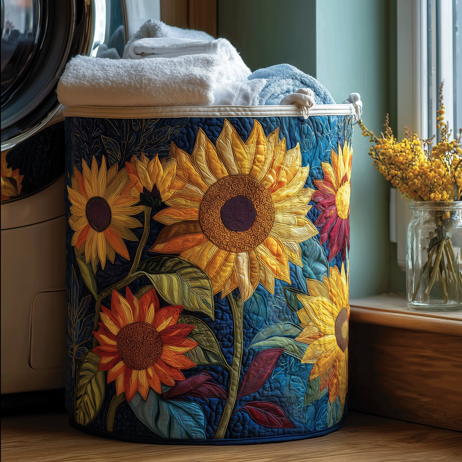 SUNNY | WÄSCHEKORB MIT BLUMENMOTIV „SUNSHINE“