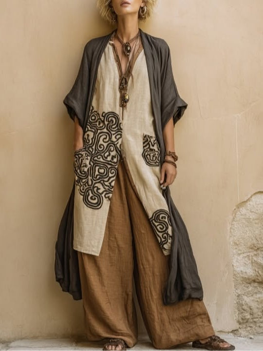 Valentina | Langes, besticktes Bohemian-Set