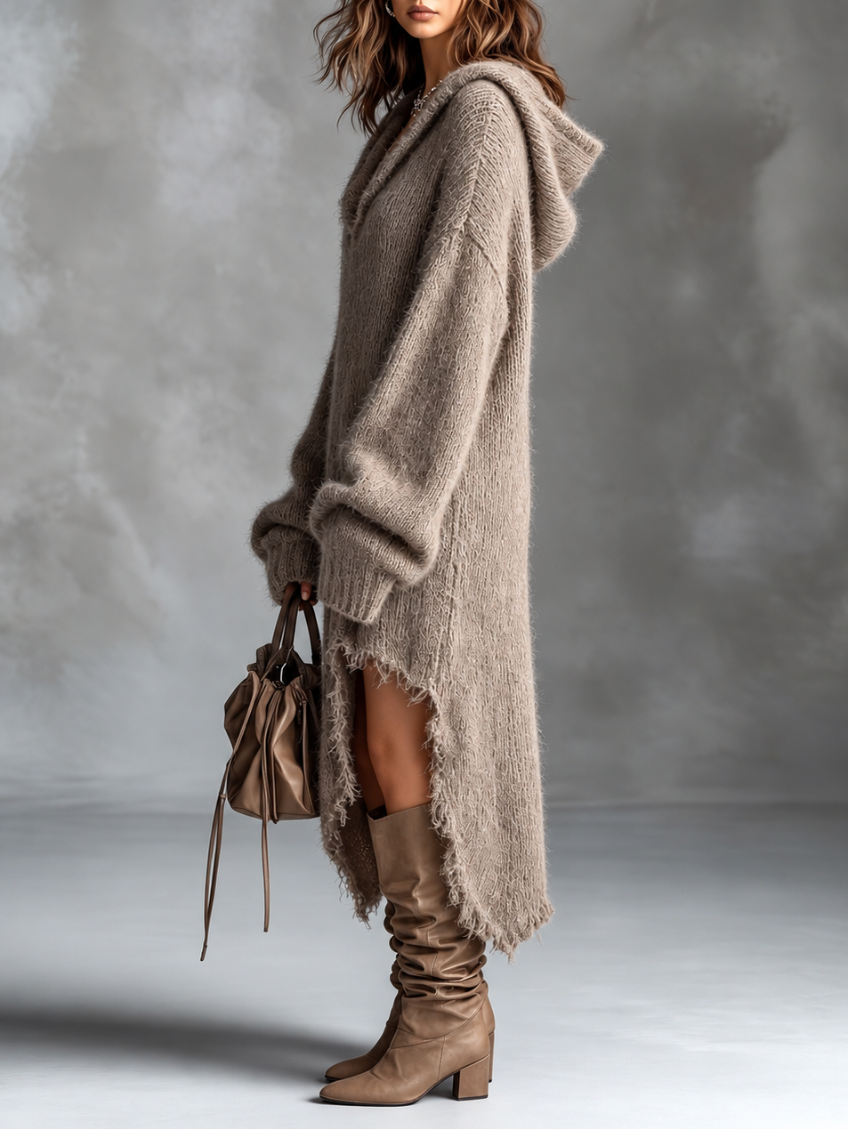 Harper – Strick-Midikleid mit Kapuze