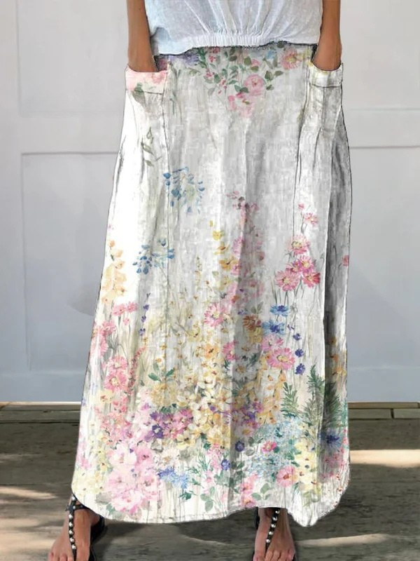 Roxane™ | Vintage-Blumenrock mit botanischem Muster