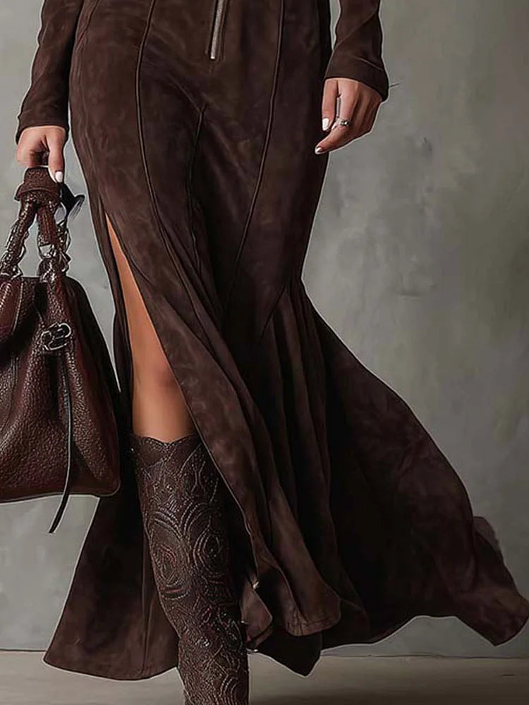 MARIEL | TAILLIERTES KLEID IN WILDLEDEROPTIK