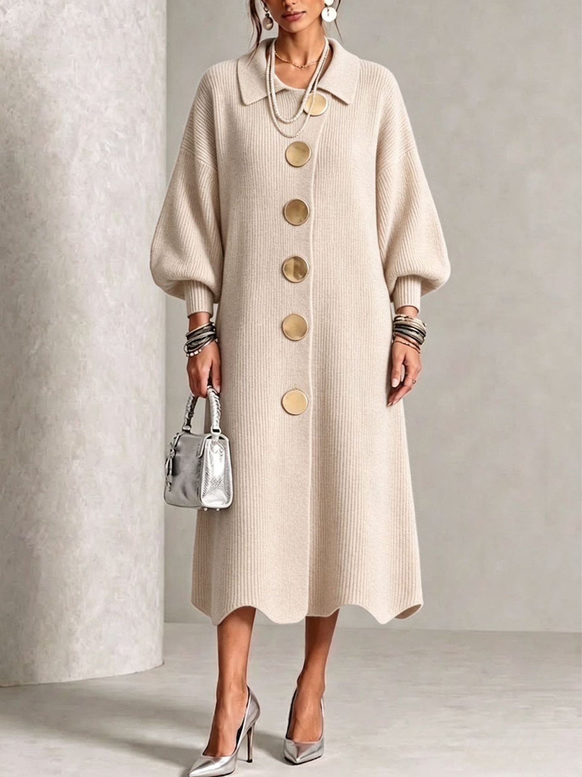 Sienna | Langärmeliges Hemdblusenkleid mit Knöpfen