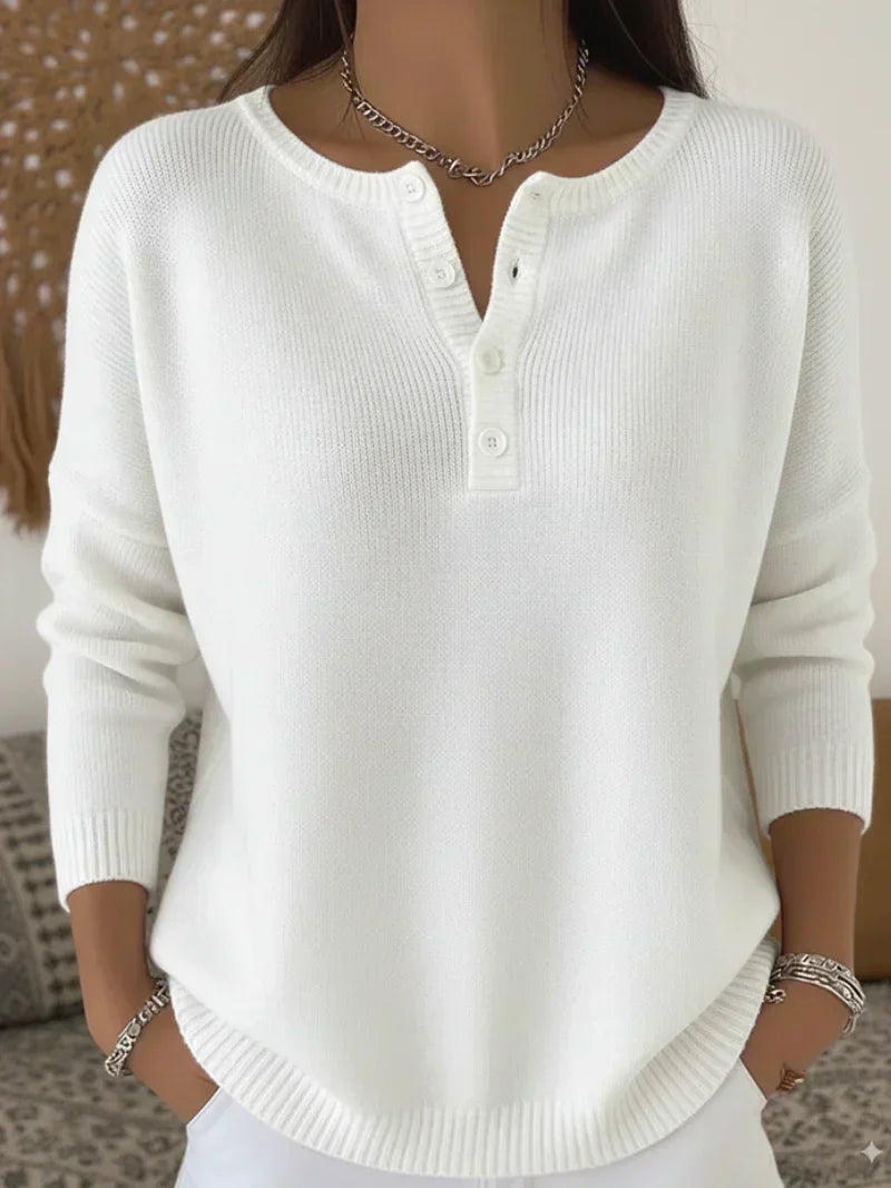 Helena | Strickpullover mit Henley-Knopfleiste