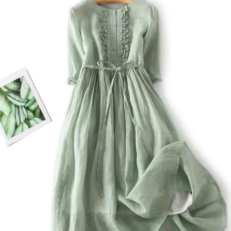 Nadège™ | Maxikleid mit Federbesatz