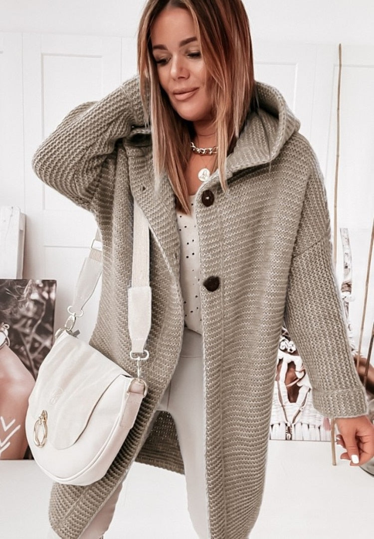 Oversize-Cardigan für Damen mit Kapuze