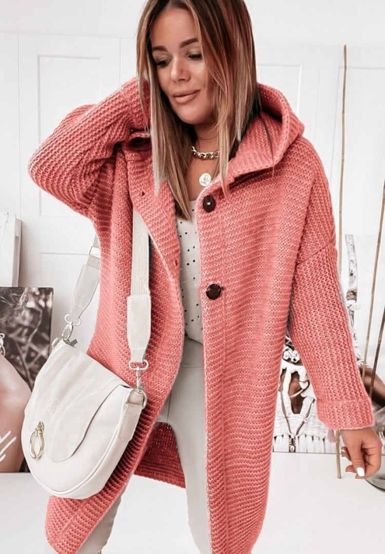 Oversize-Cardigan für Damen mit Kapuze