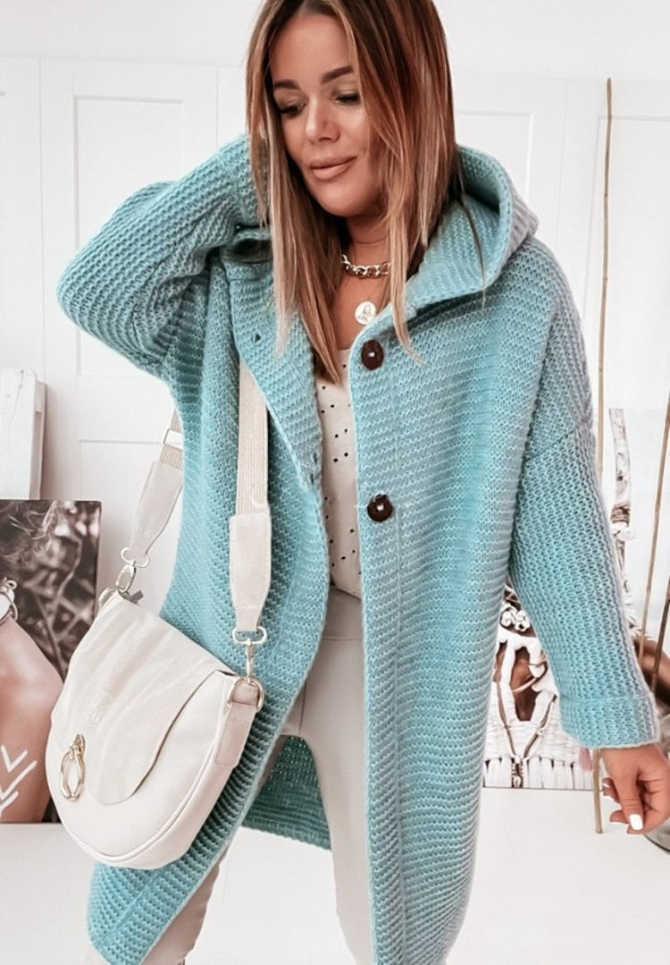 Oversize-Cardigan für Damen mit Kapuze
