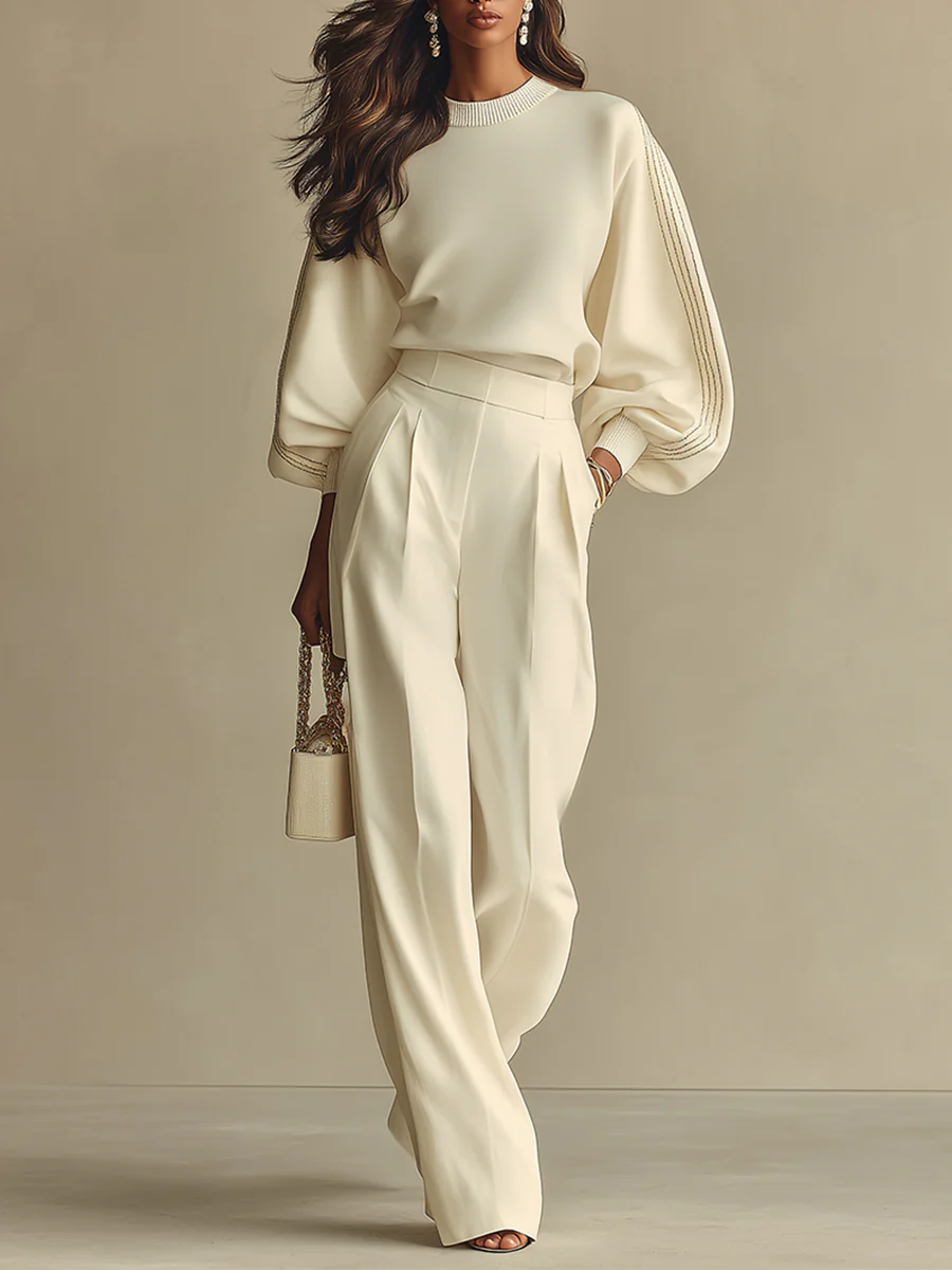 Selena - gestreiftes Ensemble mit weiten Hosen