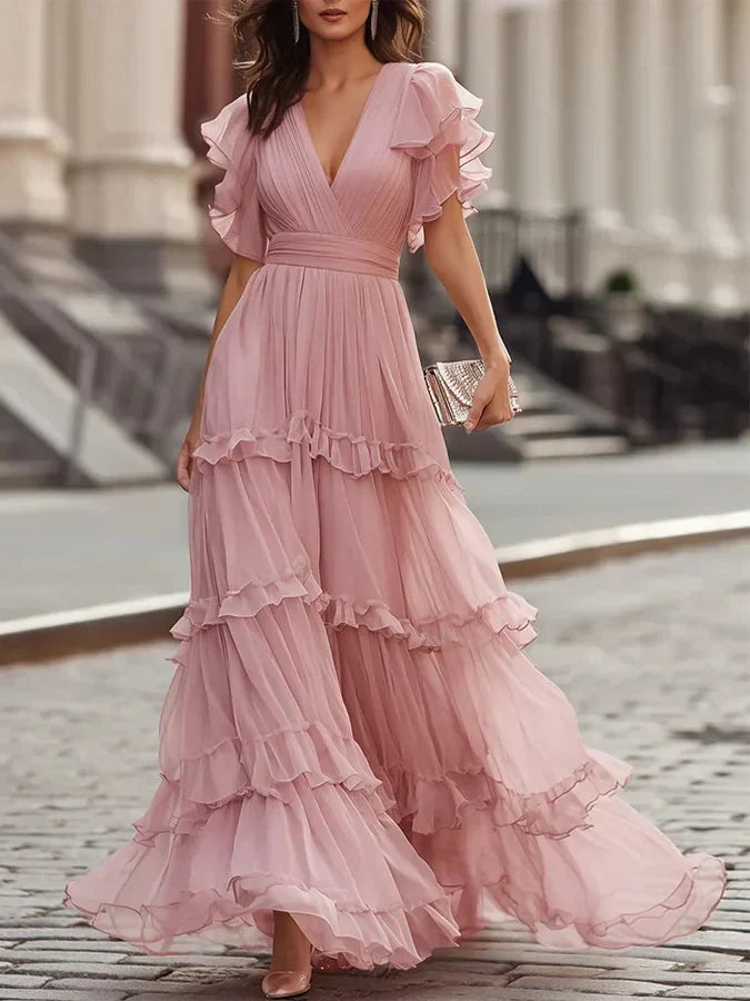 Zoe | Elegantes hellrosa Braut-Maxikleid