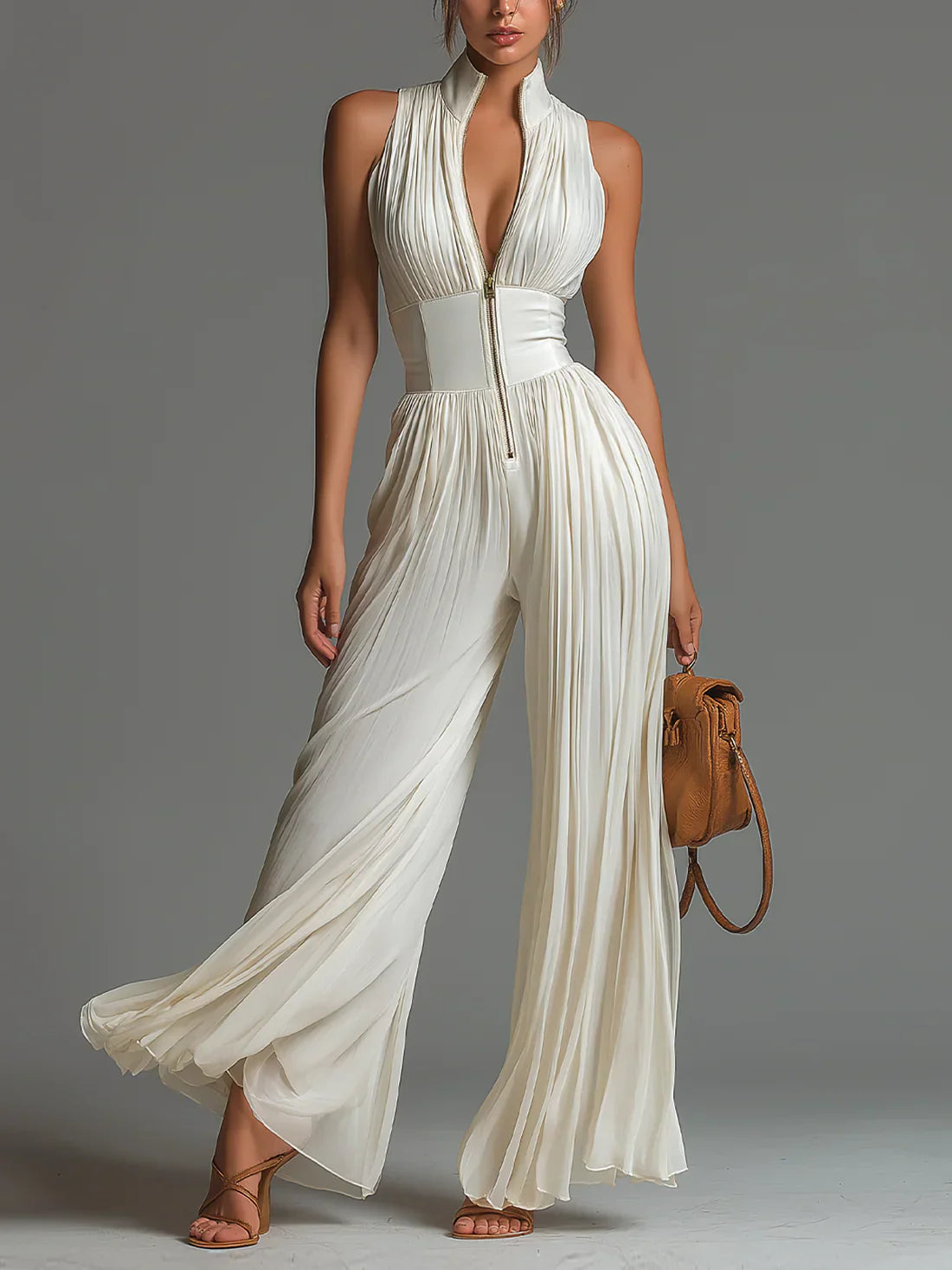Élan – Skulpturaler Plissee-Jumpsuit
