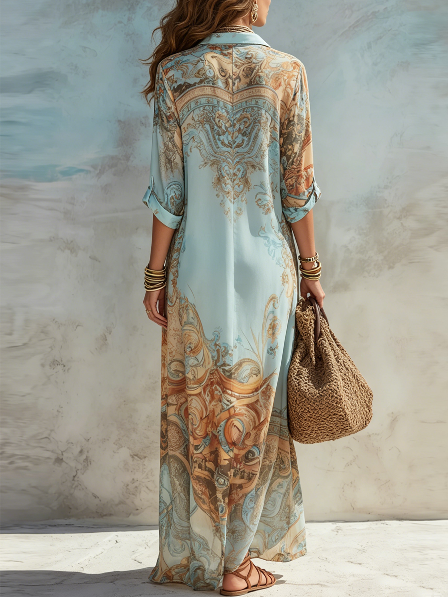 Maëlle | Geblümtes Maxi-Hemdkleid für den Urlaub