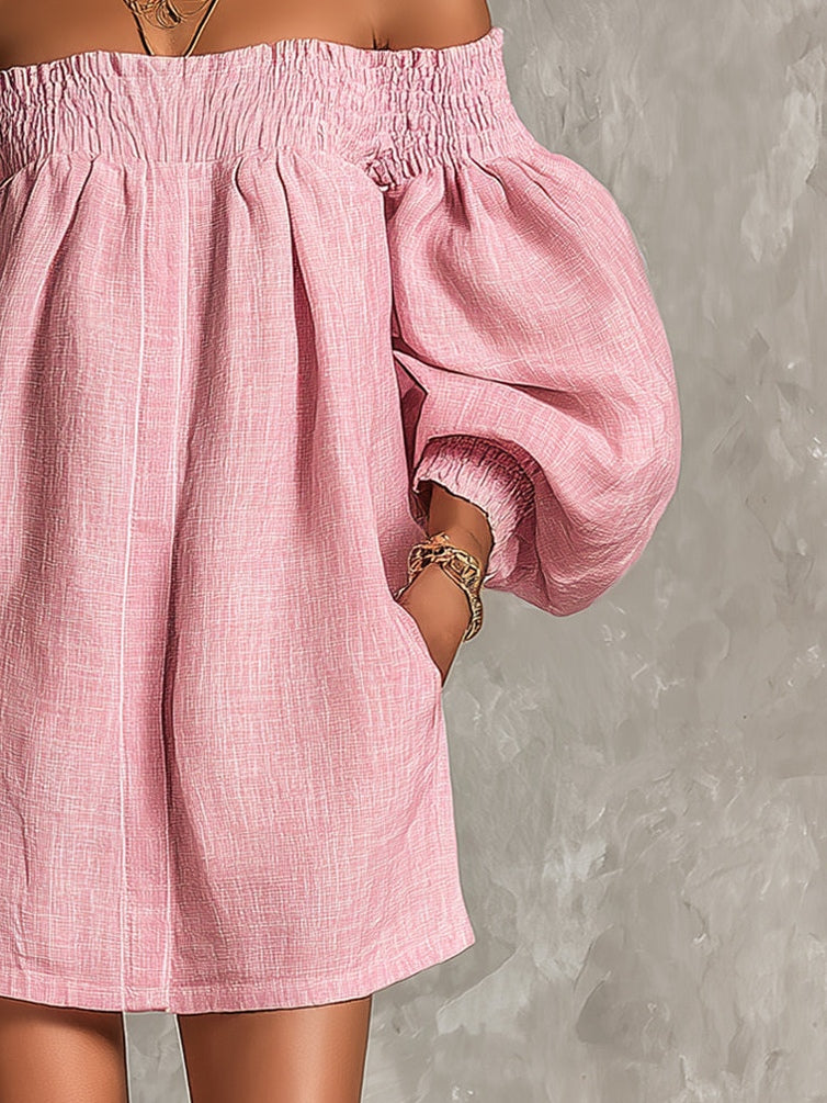 Amelie – Rosa Minikleid mit Ballonärmeln