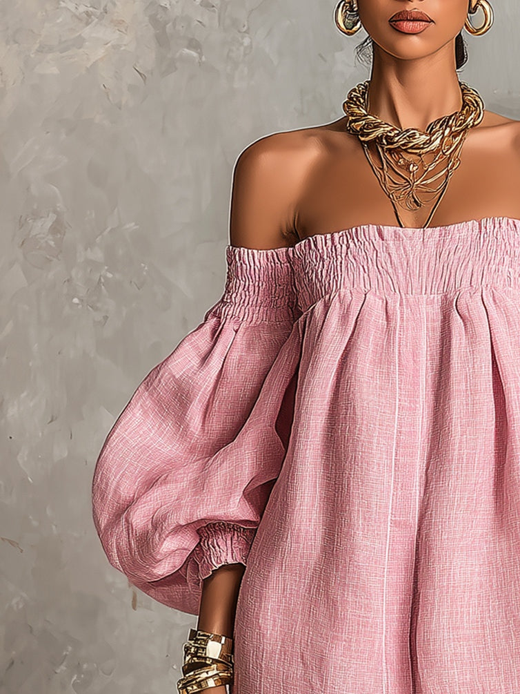 Amelie – Rosa Minikleid mit Ballonärmeln