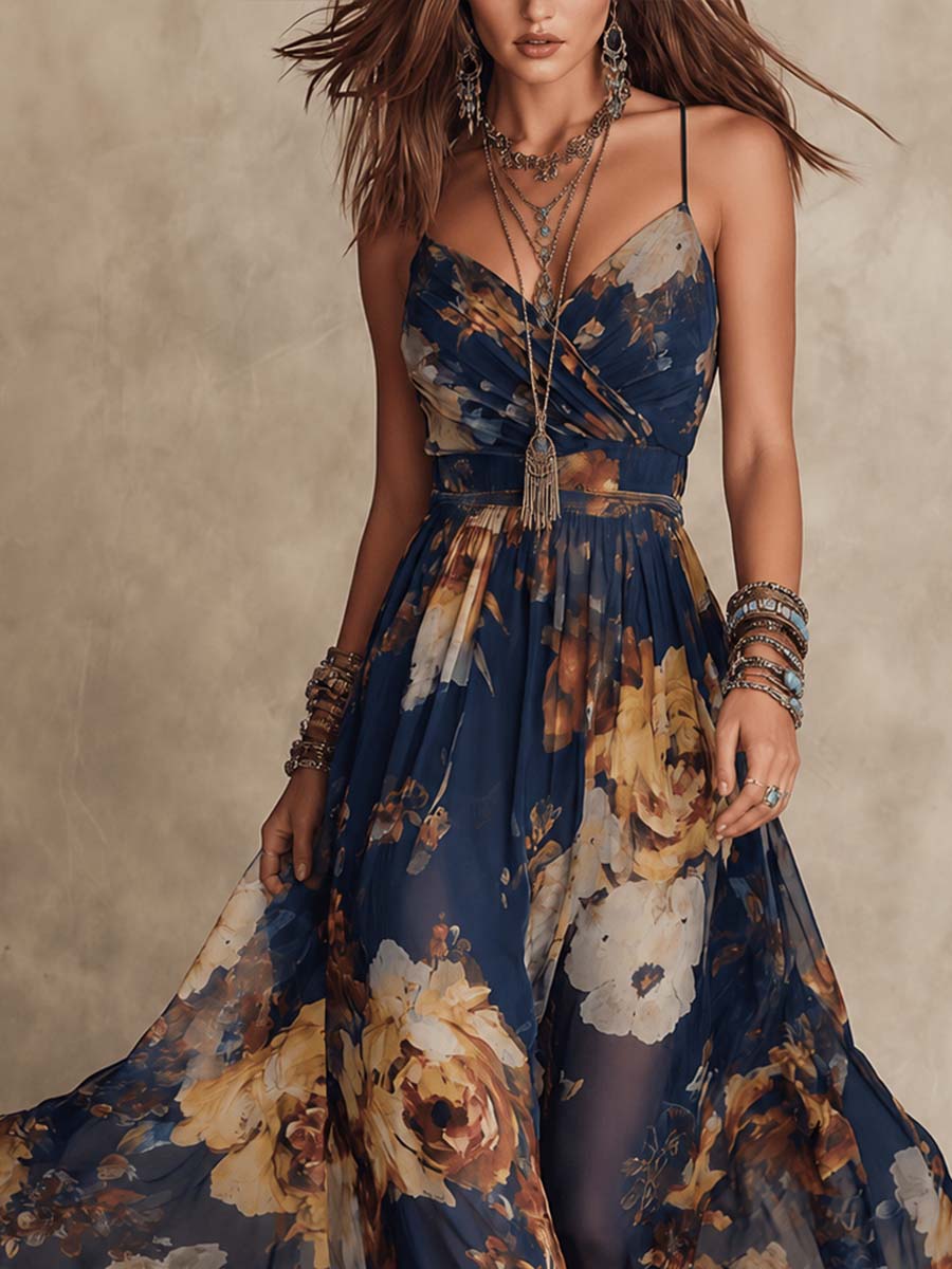 Déborah | Maxikleid mit malerischem Blumenmuster