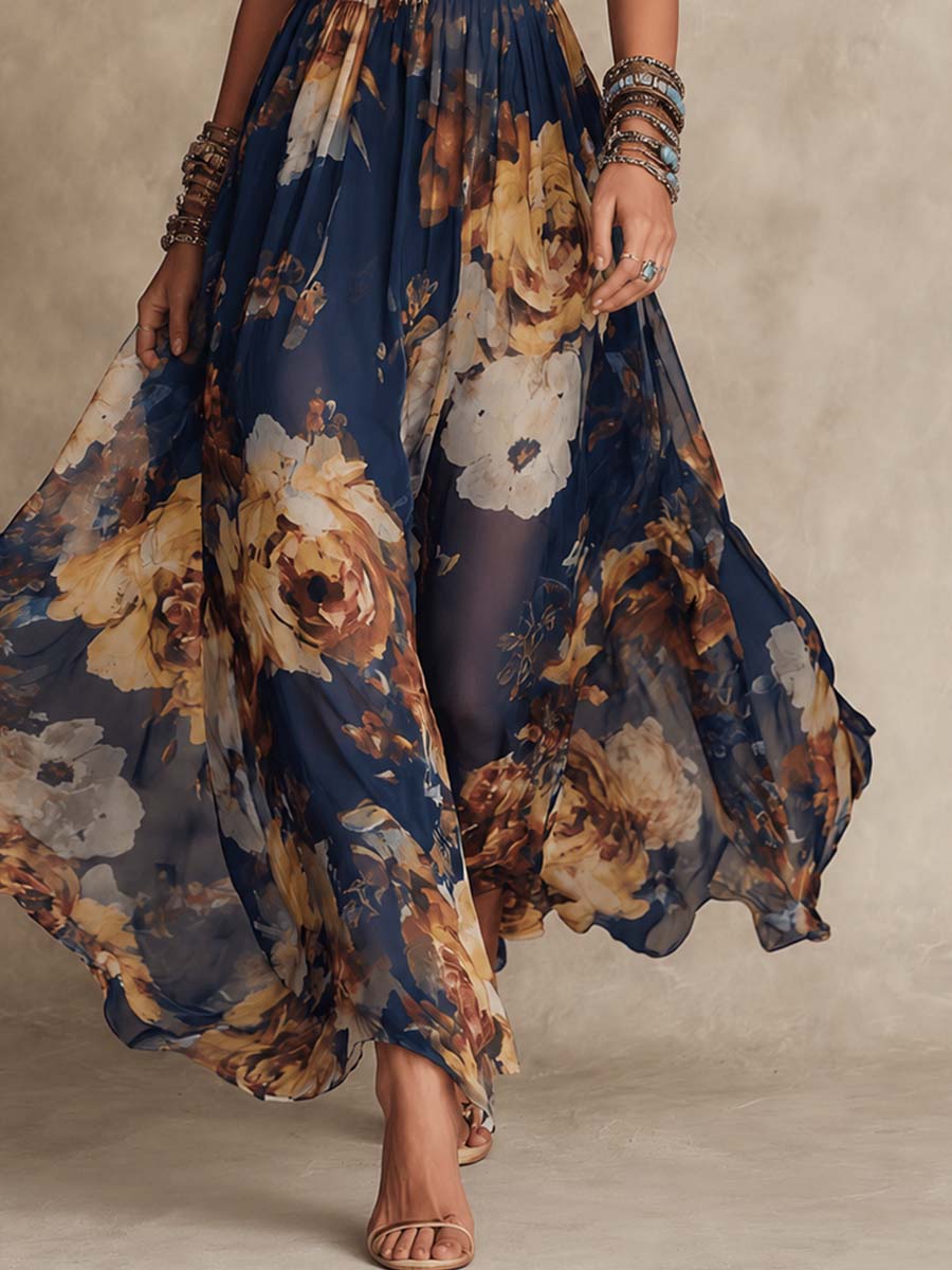 Déborah | Maxikleid mit malerischem Blumenmuster