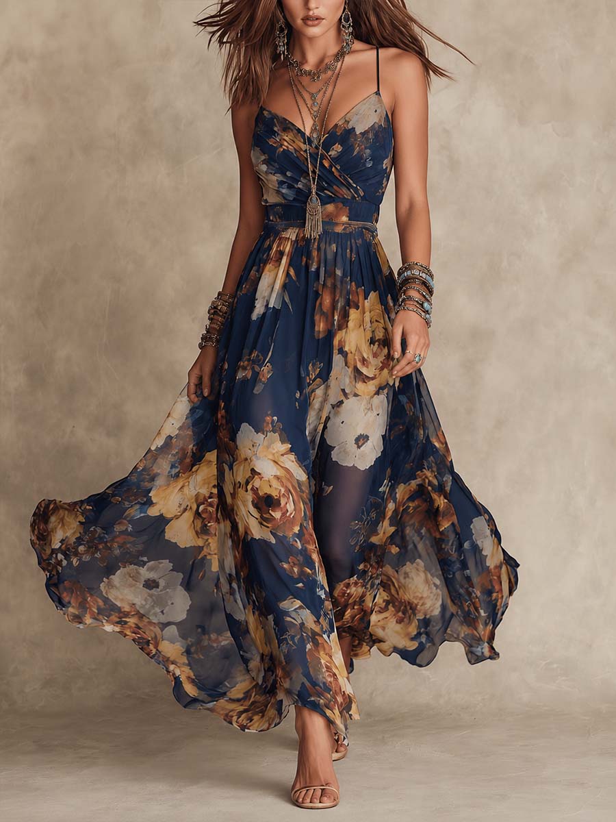 Déborah | Maxikleid mit malerischem Blumenmuster