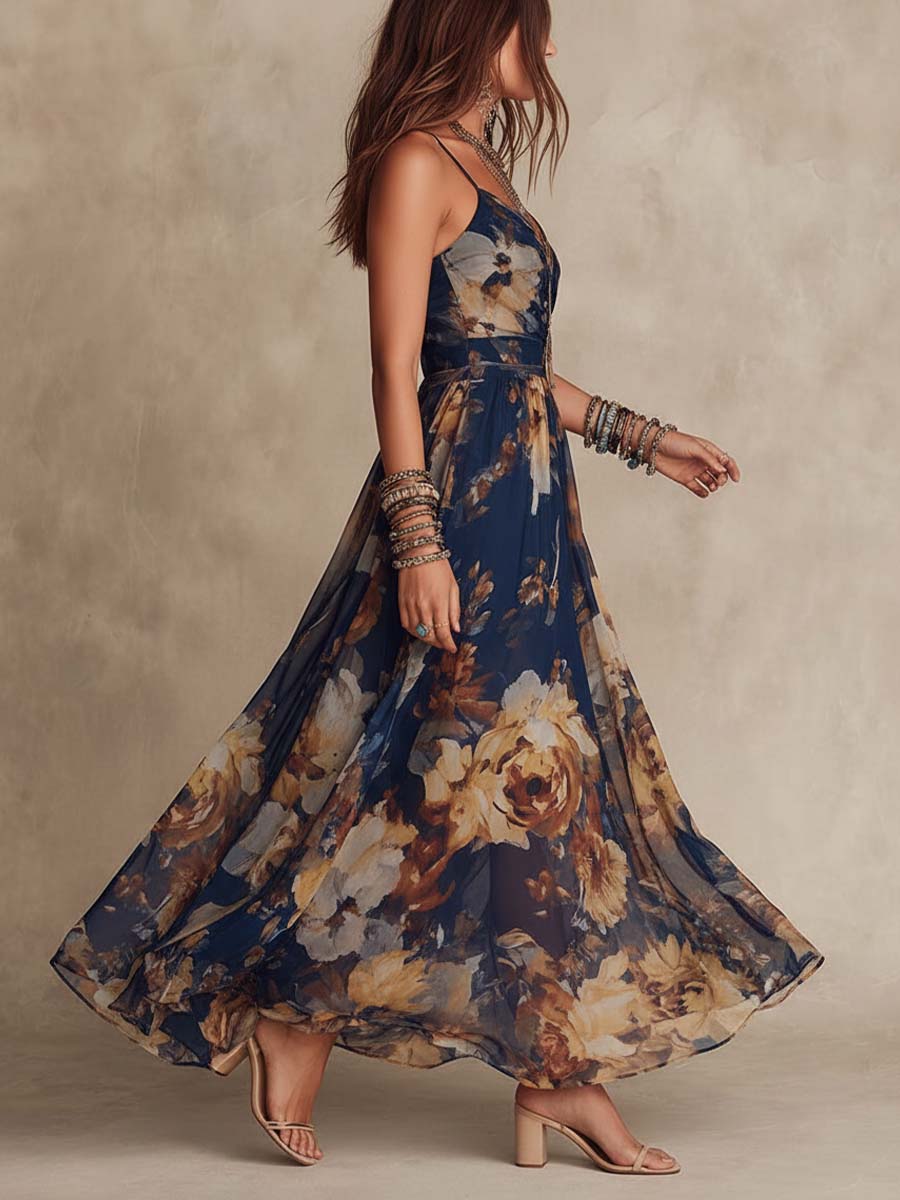 Déborah | Maxikleid mit malerischem Blumenmuster