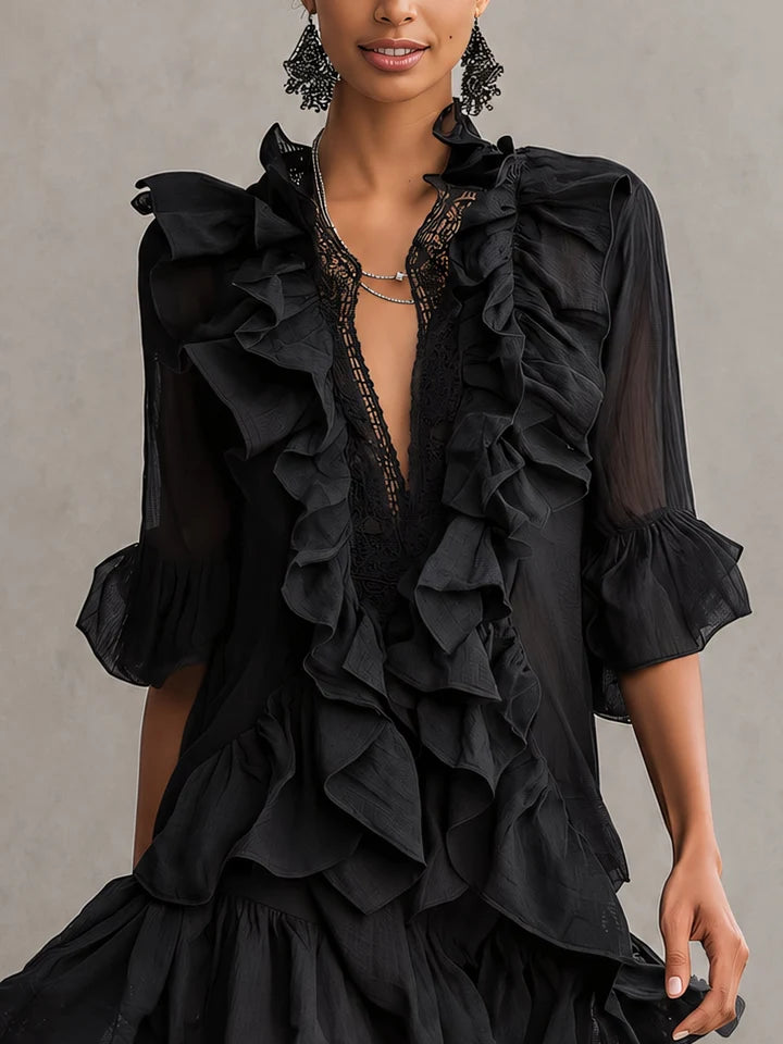 Anaïs - Mini-Kleid aus Chiffon mit Volants