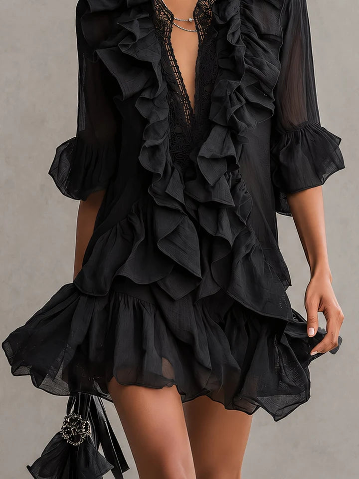 Anaïs - Mini-Kleid aus Chiffon mit Volants
