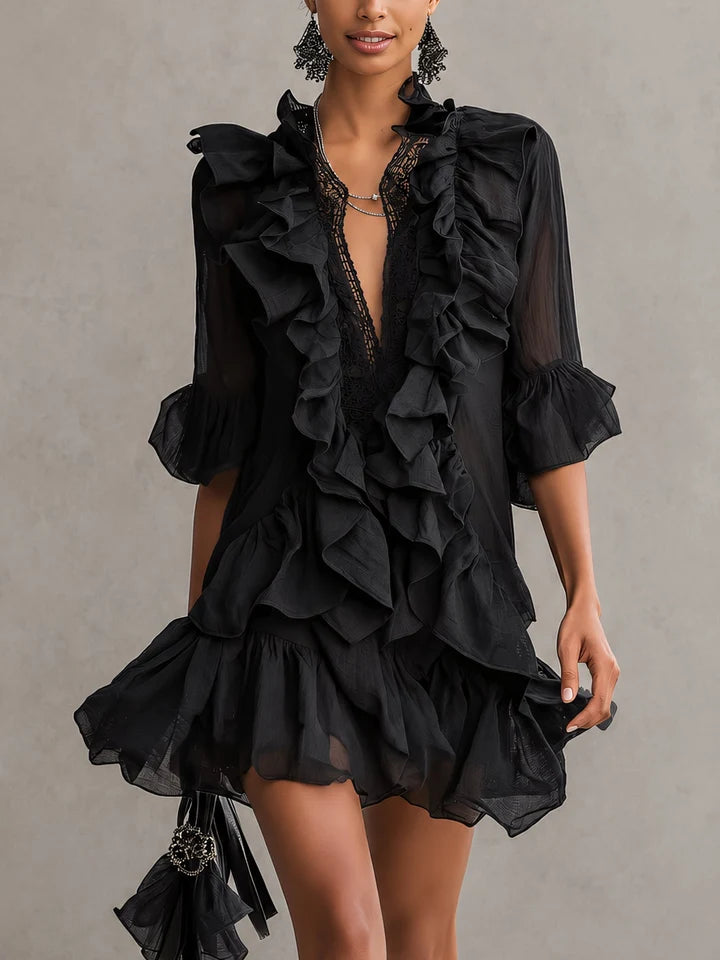 Anaïs - Mini-Kleid aus Chiffon mit Volants