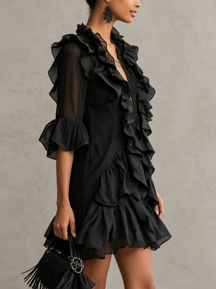 Anaïs - Mini-Kleid aus Chiffon mit Volants