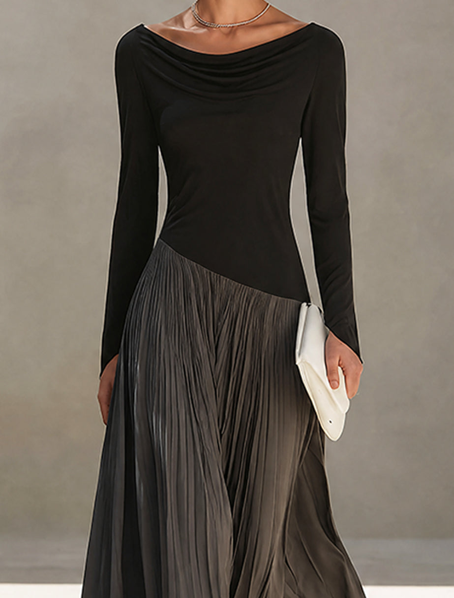 Vera | Zweifarbiges drapiertes Maxikleid