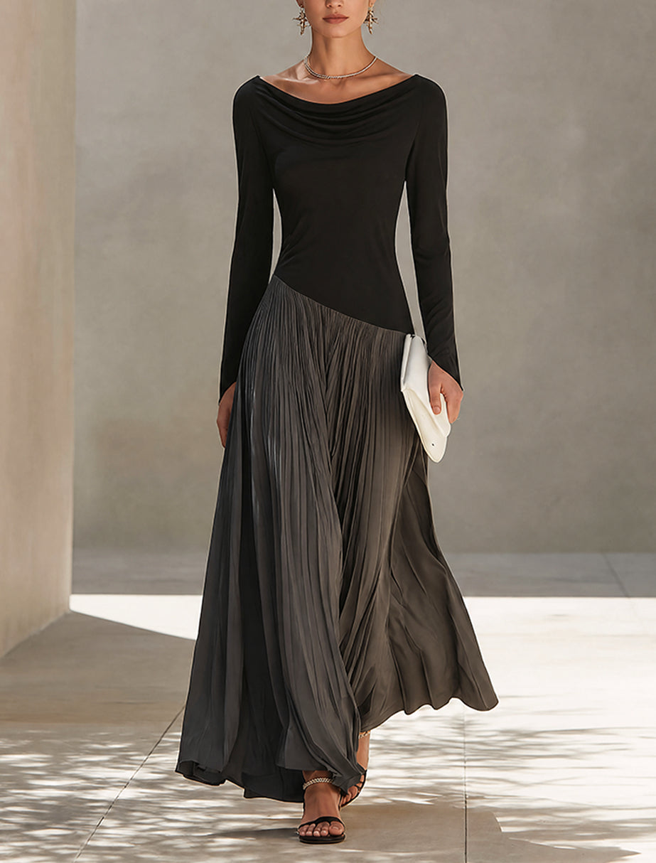 Vera | Zweifarbiges drapiertes Maxikleid