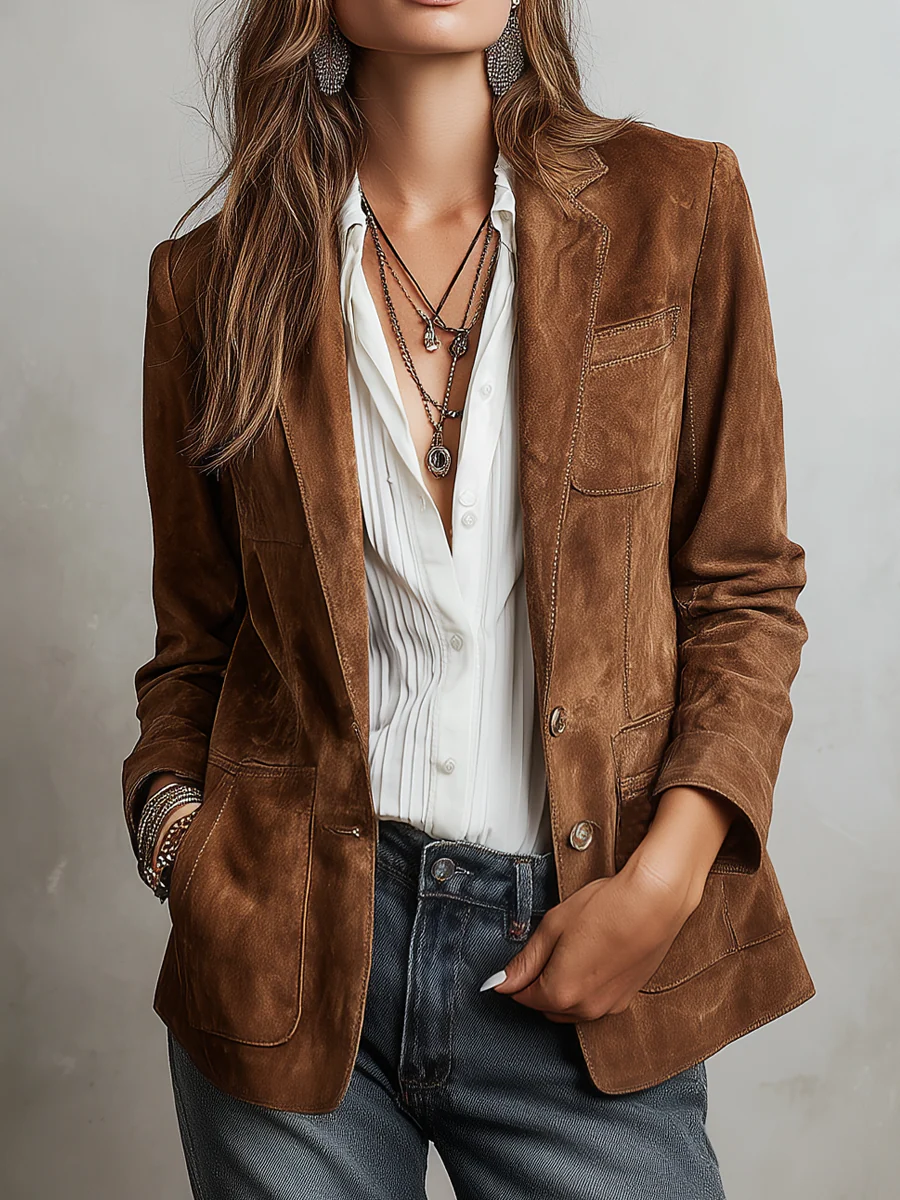 Damen Vintage-Blazer in Braun