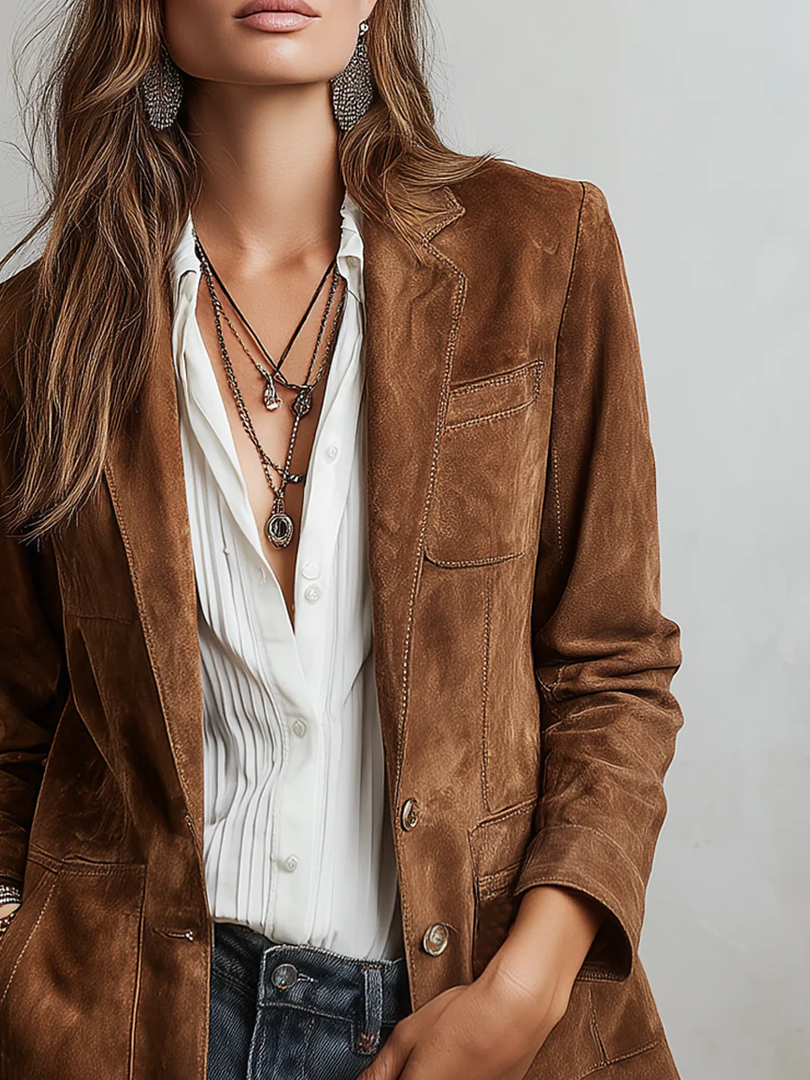 Damen Vintage-Blazer in Braun