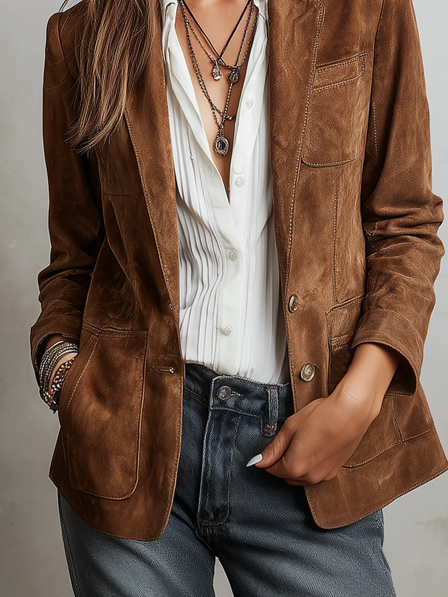 Damen Vintage-Blazer in Braun