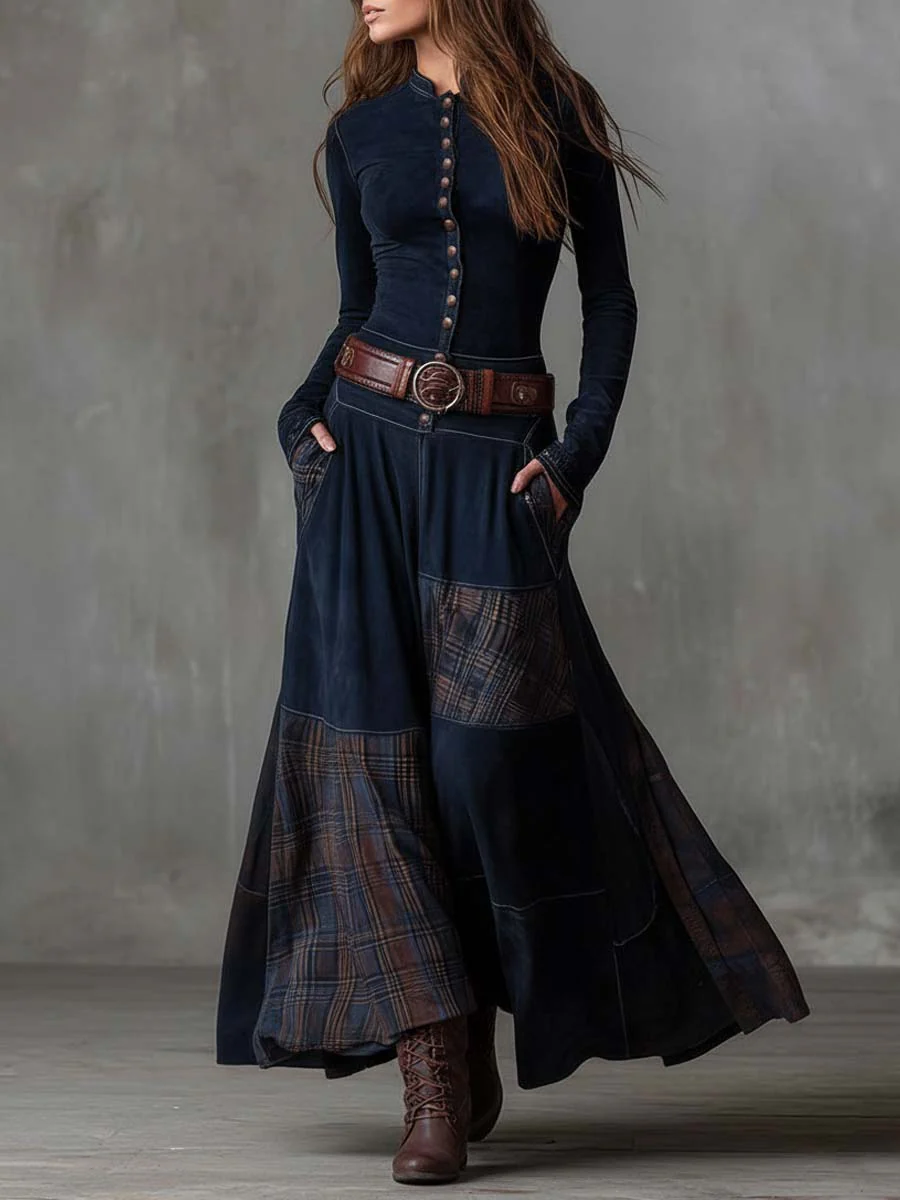 HELENA IVY | WINTERNACHT-WILDLEDER-MAXIKLEID MIT GÜRTEL