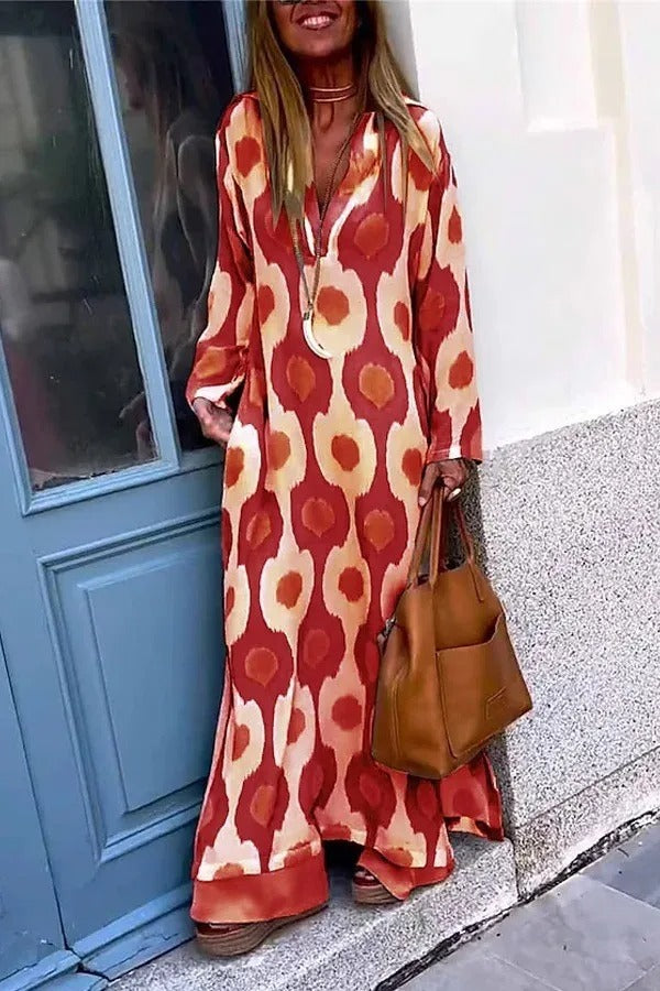 caith Maxikleid V-Ausschnitt Mosaic Rhythm