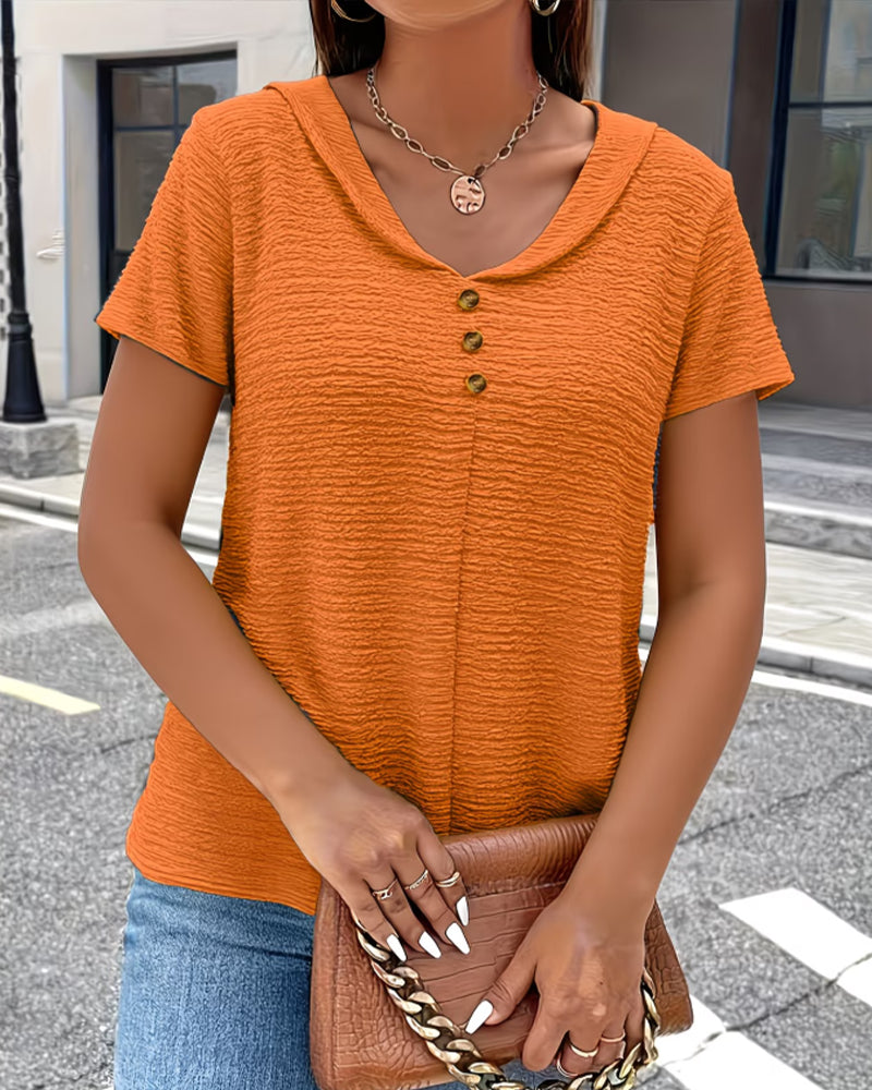 Ayla – Strukturierte Blusen-T-Shirt mit Knöpfen