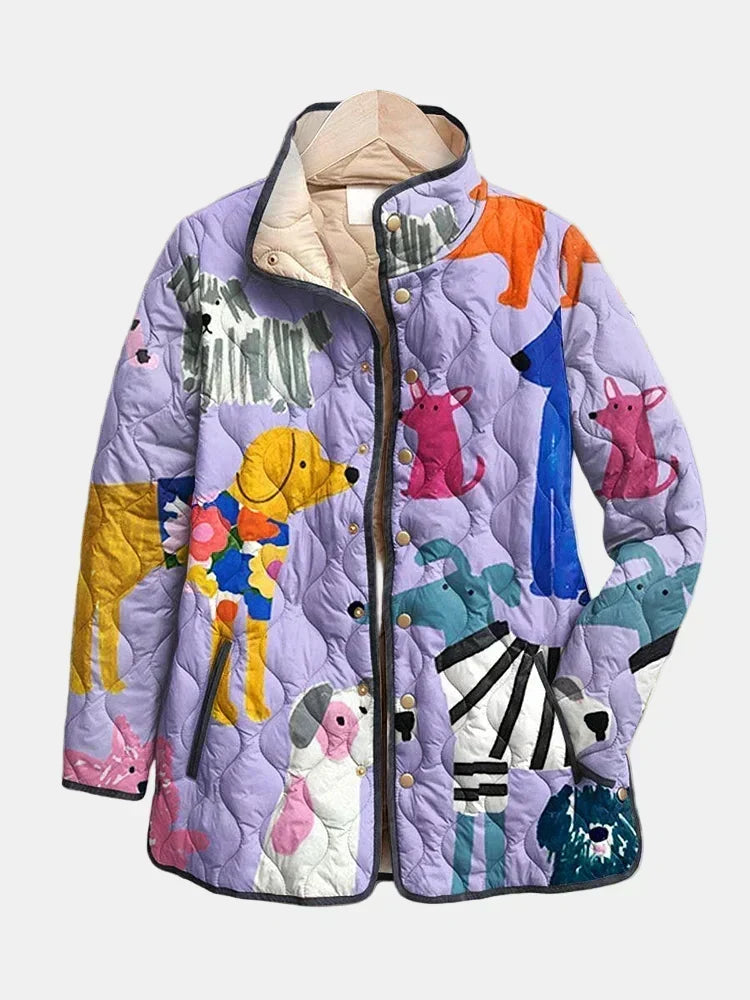 RHEA | LÄSSIGE STEPPJACKE MIT HUNDEPRINT