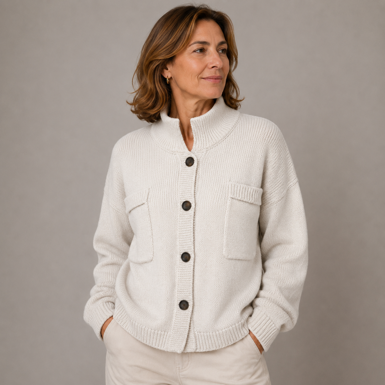 Augusta™ Cardigan mit Stehkragen und Knöpfen