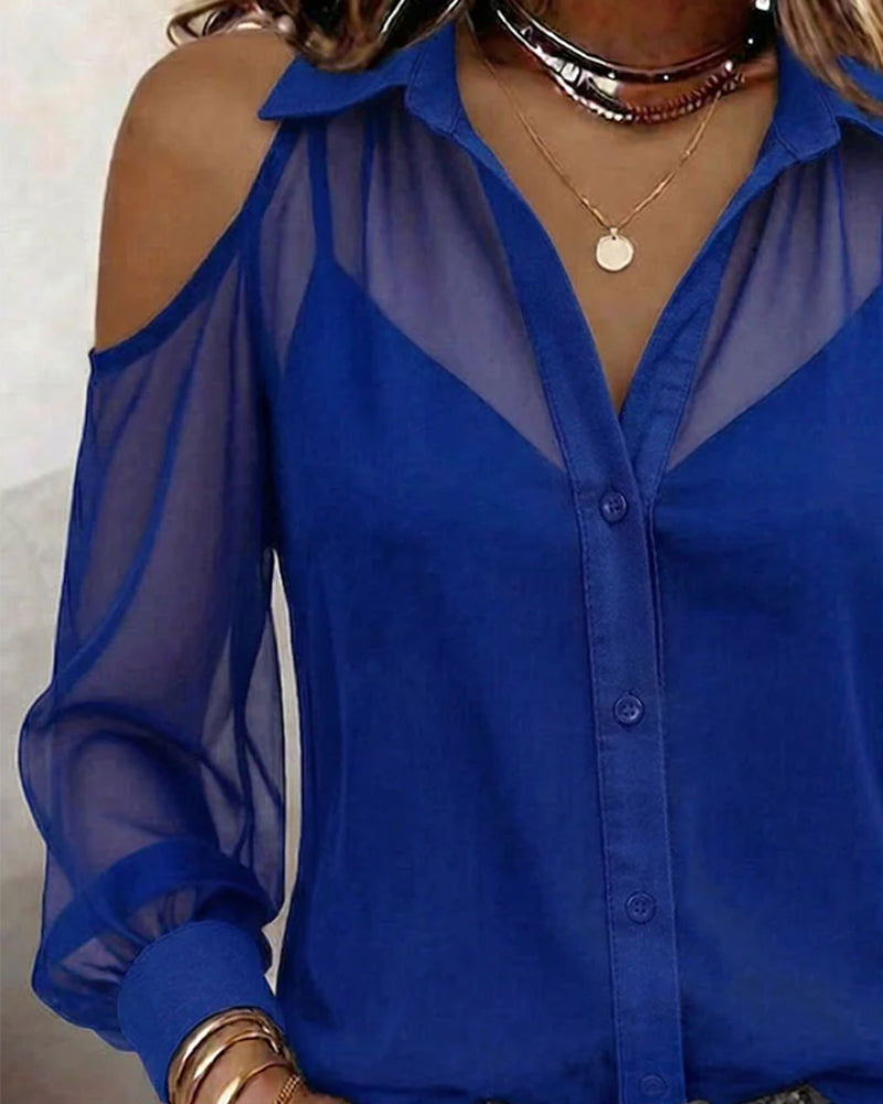 Zweiteiliges Set mit transparentem schulterfreiem Shirt und Camisole