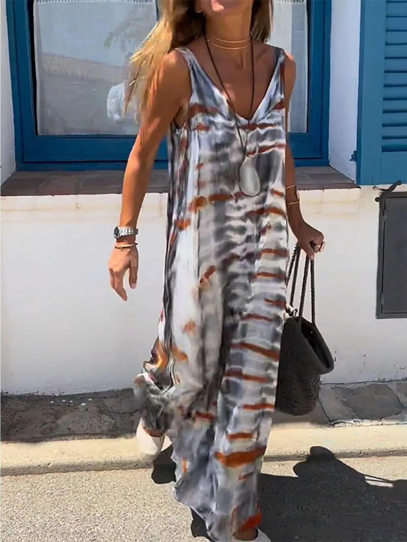 Abibi Maxi Cami mit V-Ausschnitt Tie-Dye