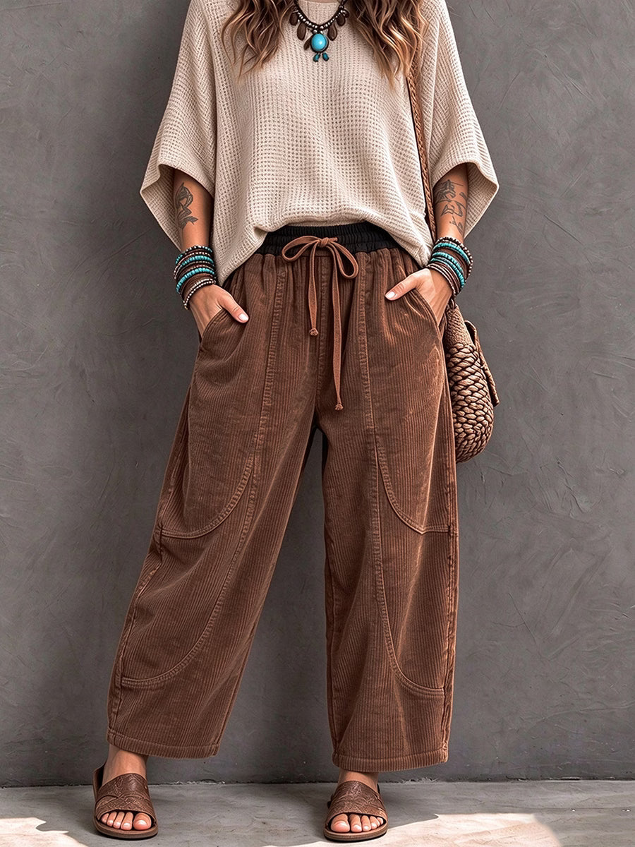 Alma – Fleecegefütterte Cordhose mit lockerer Passform