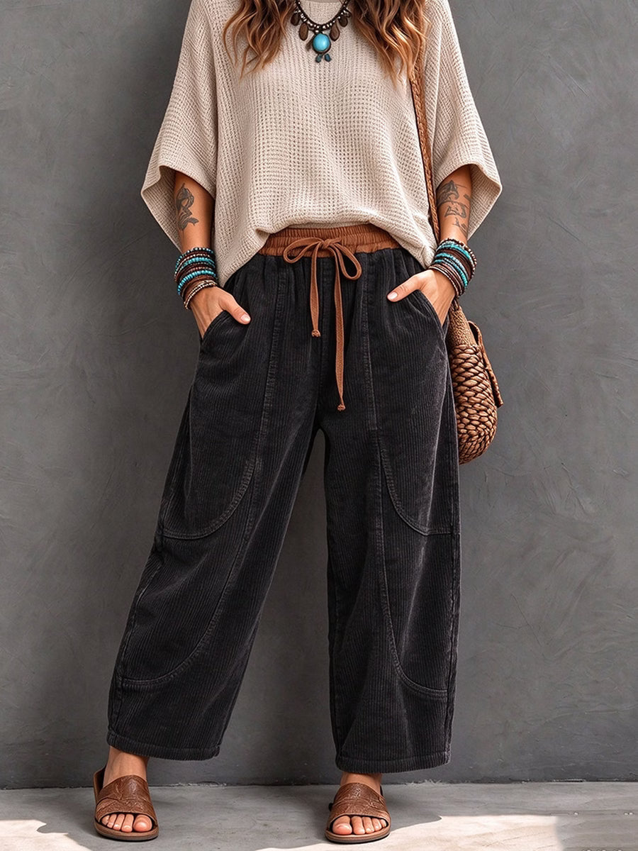 Alma – Fleecegefütterte Cordhose mit lockerer Passform