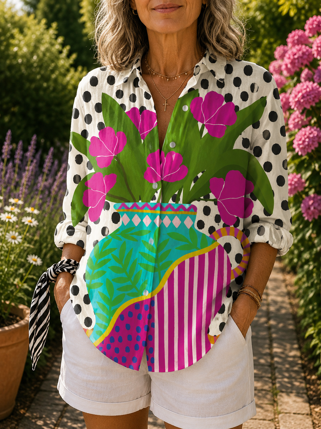 Amara | Bluse „Vaso in Fiore“