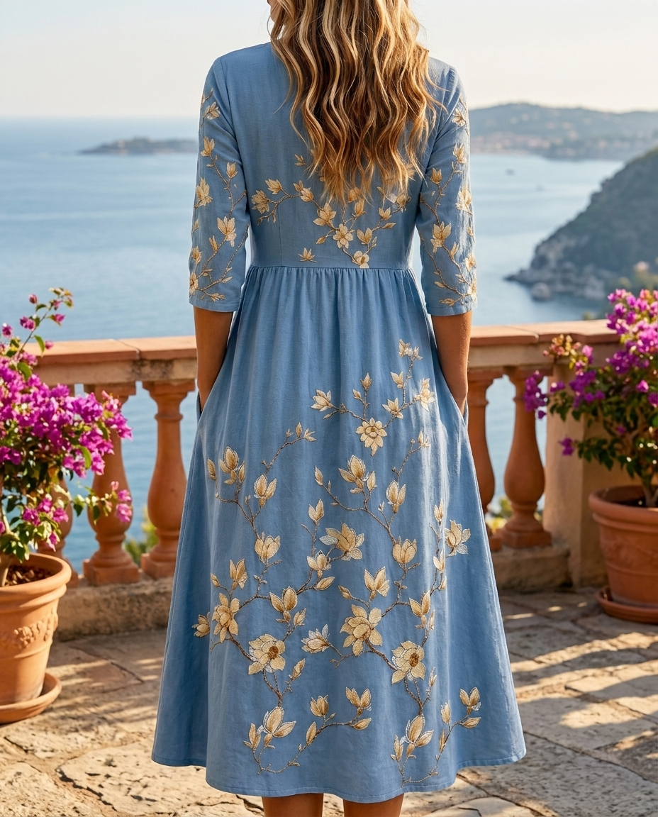 Glockenblumenwiese Midikleid mit Taschen