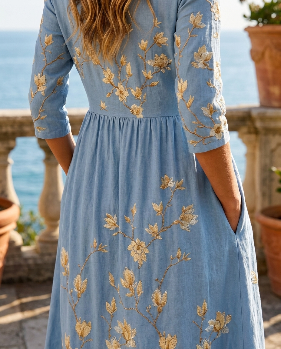 Glockenblumenwiese Midikleid mit Taschen