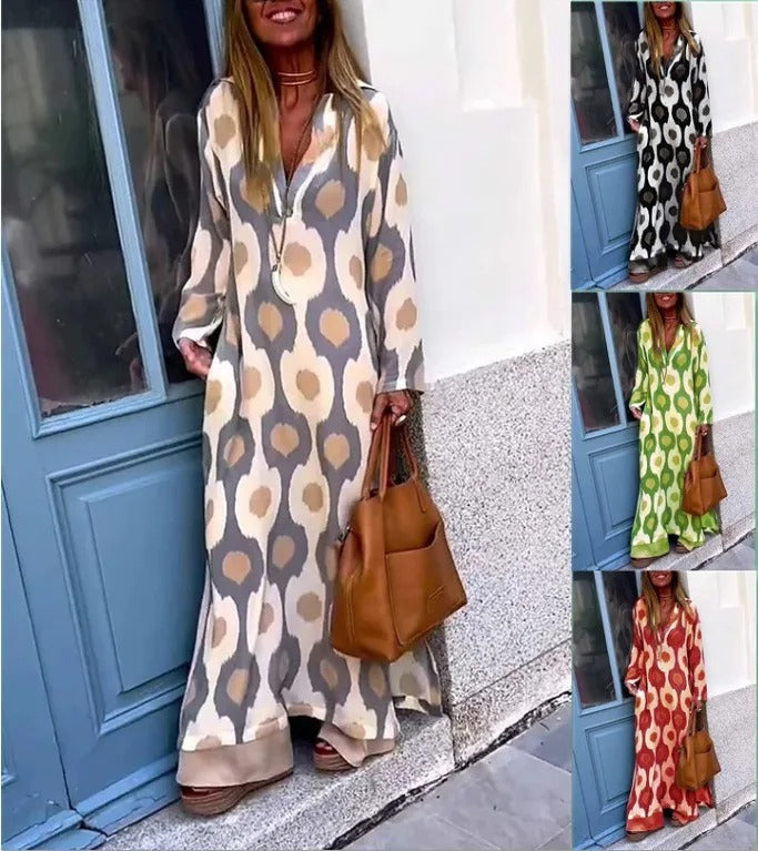 caith Maxikleid V-Ausschnitt Mosaic Rhythm