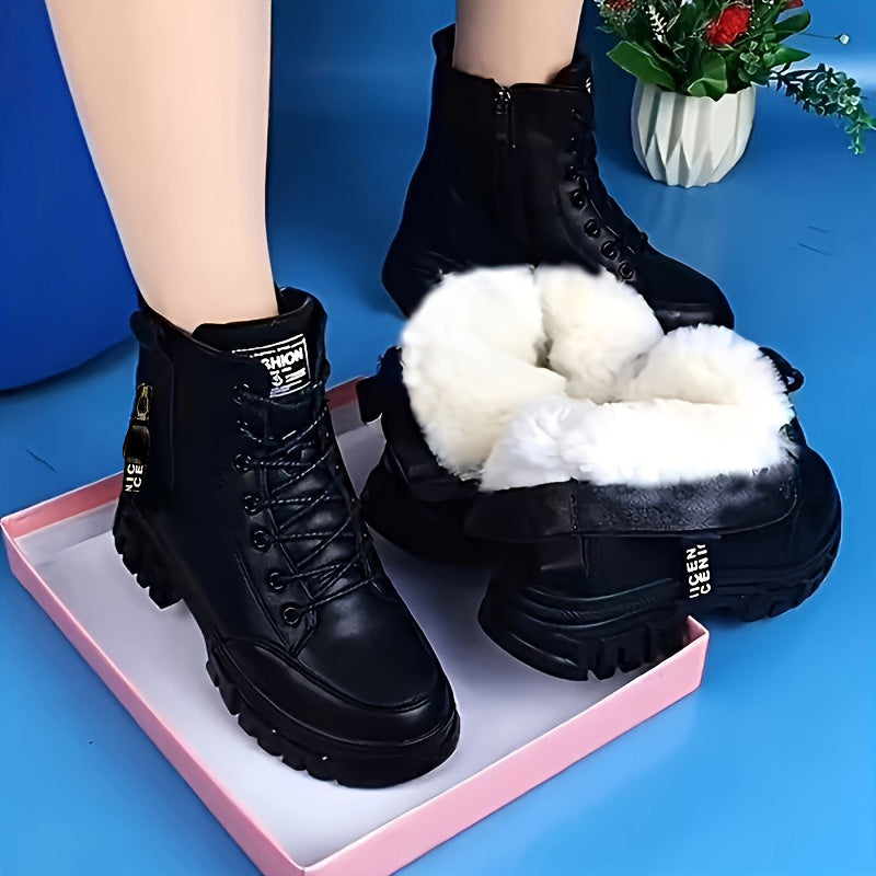 Damen-Winterstiefel in Lederoptik mit warmem Futter