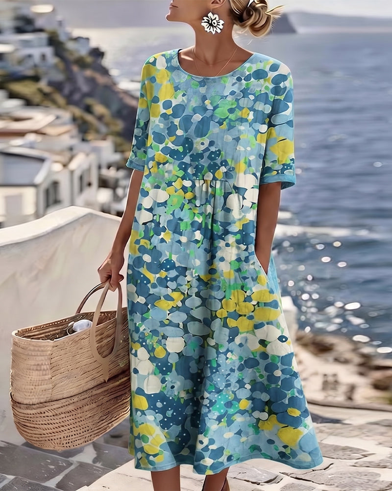 Elena™ | Elegantes geblümtes Sommerkleid in Midi-Länge