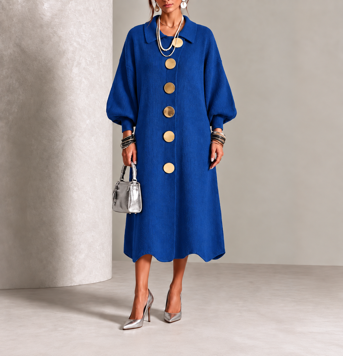 Sienna | Langärmeliges Hemdblusenkleid mit Knöpfen