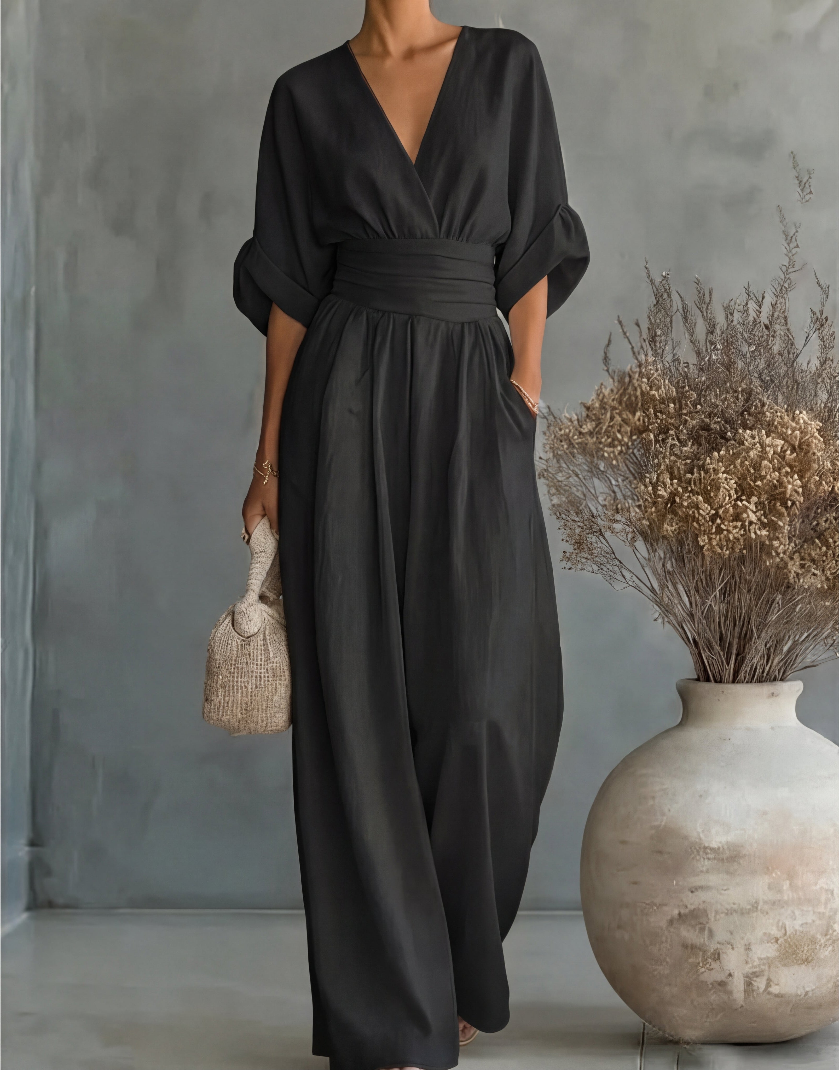 Chiara | Langer, locker sitzender Overall mit Printmuster