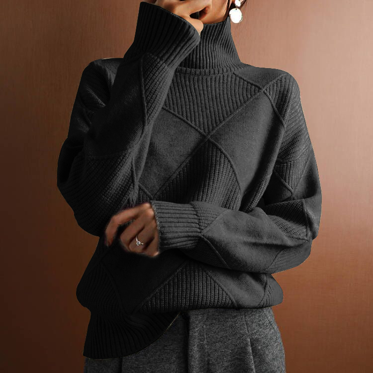 Eugénie – Lockerer Winterpullover mit Rautenmuster